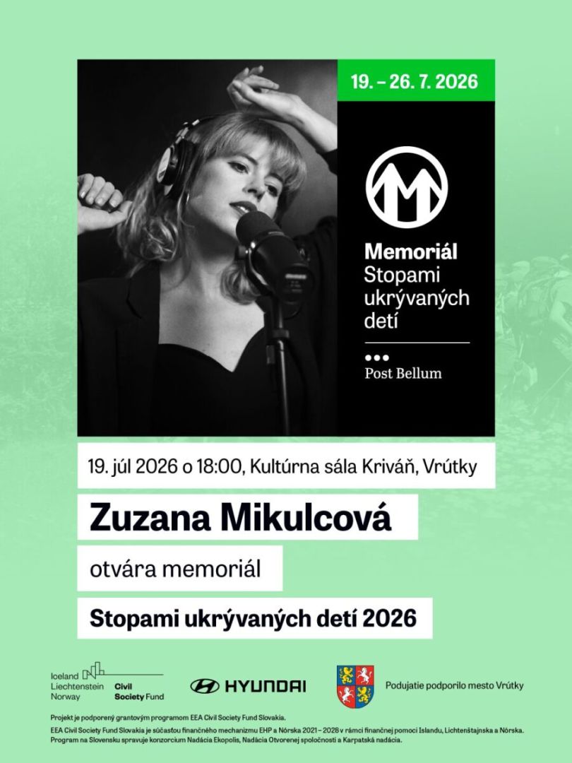 Memoriál Stopami ukrývaných detí 2026 otvorí Zuzana Mikulcová