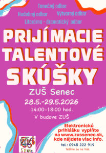 Prijímacie talentové skúšky na ZUŠ Senec