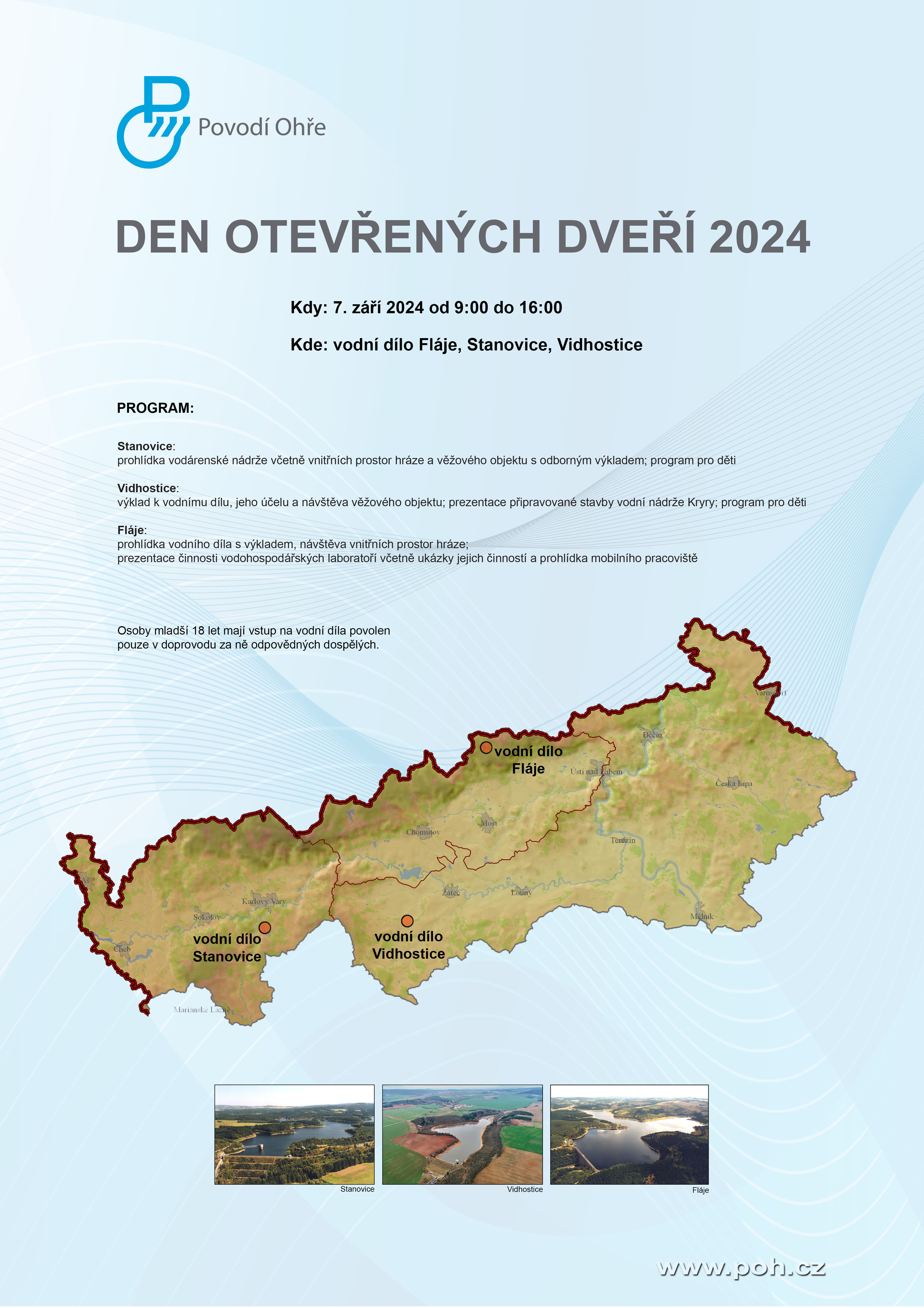 Den otevřených dveří se uskuteční na třech vodních dílech