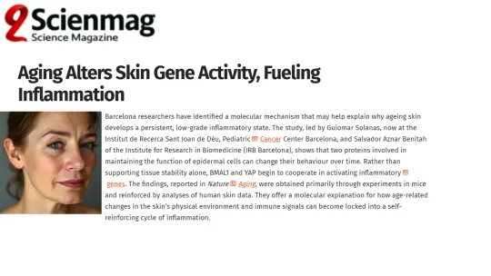 Ageing reprograms skin genetic activity and promotes inflammation