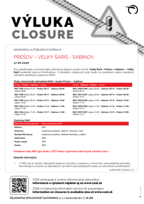Upozornenie na výluky železničnej dopravy