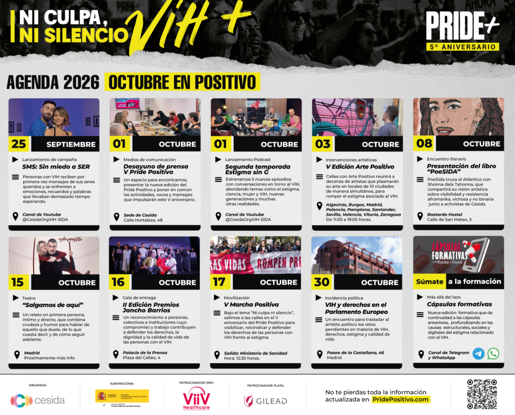Octubre en positivo: consulta la agenda del Pride Positivo 2026