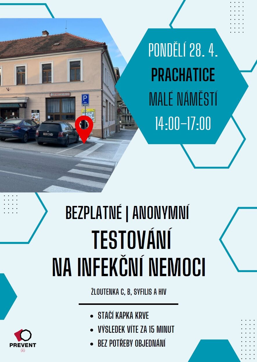 PREVENT 99 nabídne v Prachaticích bezplatné a anonymní testování na infekční nemoci