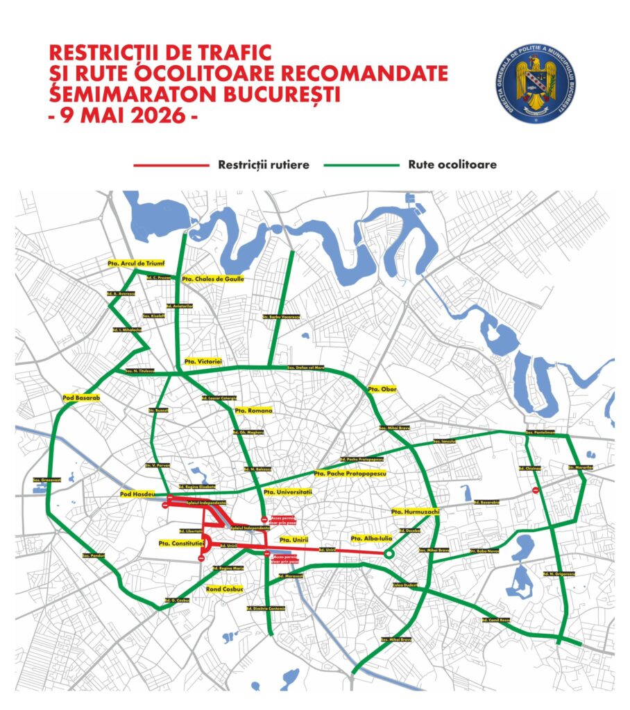 Restricții temporare de trafic – „Semimaratonul Internațional București 2026”