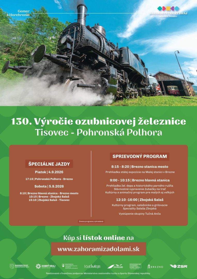 Legendárna zubačka oslavuje 130 rokov. Horehronie a Gemer spojí výnimočná jazda parného vlaku.