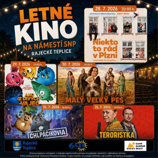 Filmové leto v Rajeckých Tepliciach prinesie štyri večery plné filmových zážitkov