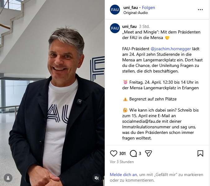 „Meet and Mingle“: Mit dem Präsidenten der FAU in die Mensa