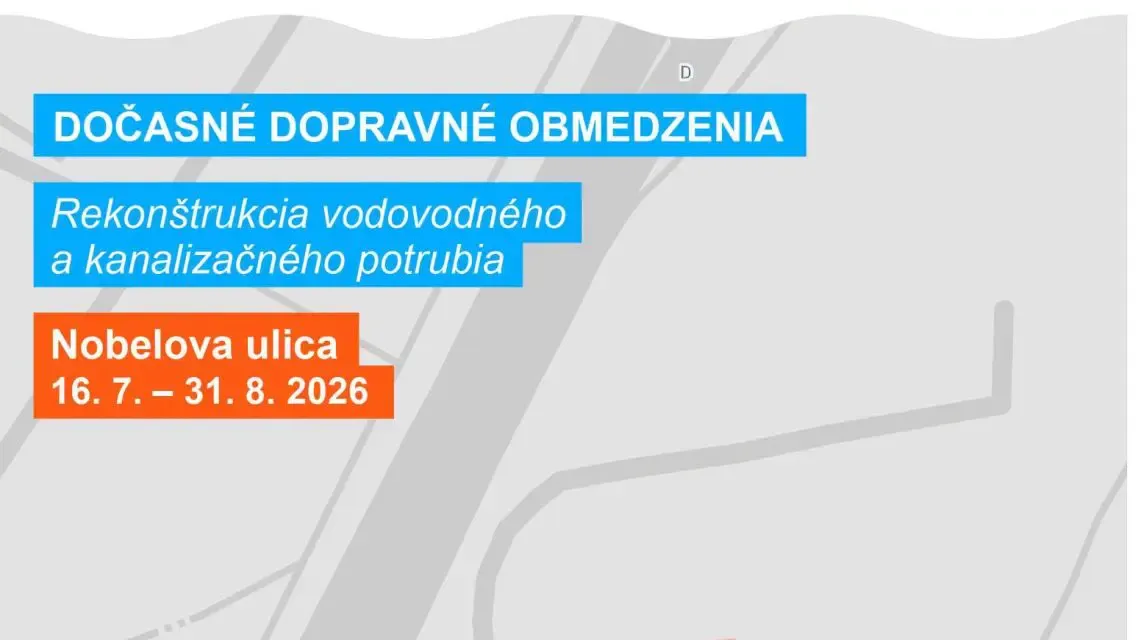 Nevyhnutná uzávera na Nobelovej ulici - dočasné obmedzenia