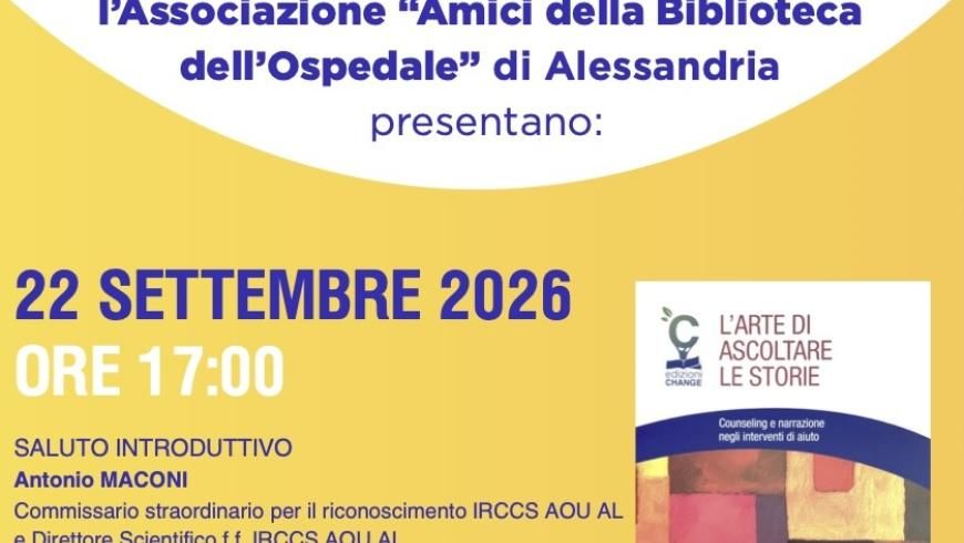 Narrazione, ascolto e relazione di cura: ad Alessandria la presentazione del libro di Mauro Doglio