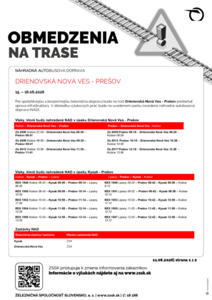 Upozornenie na výluky železničnej dopravy