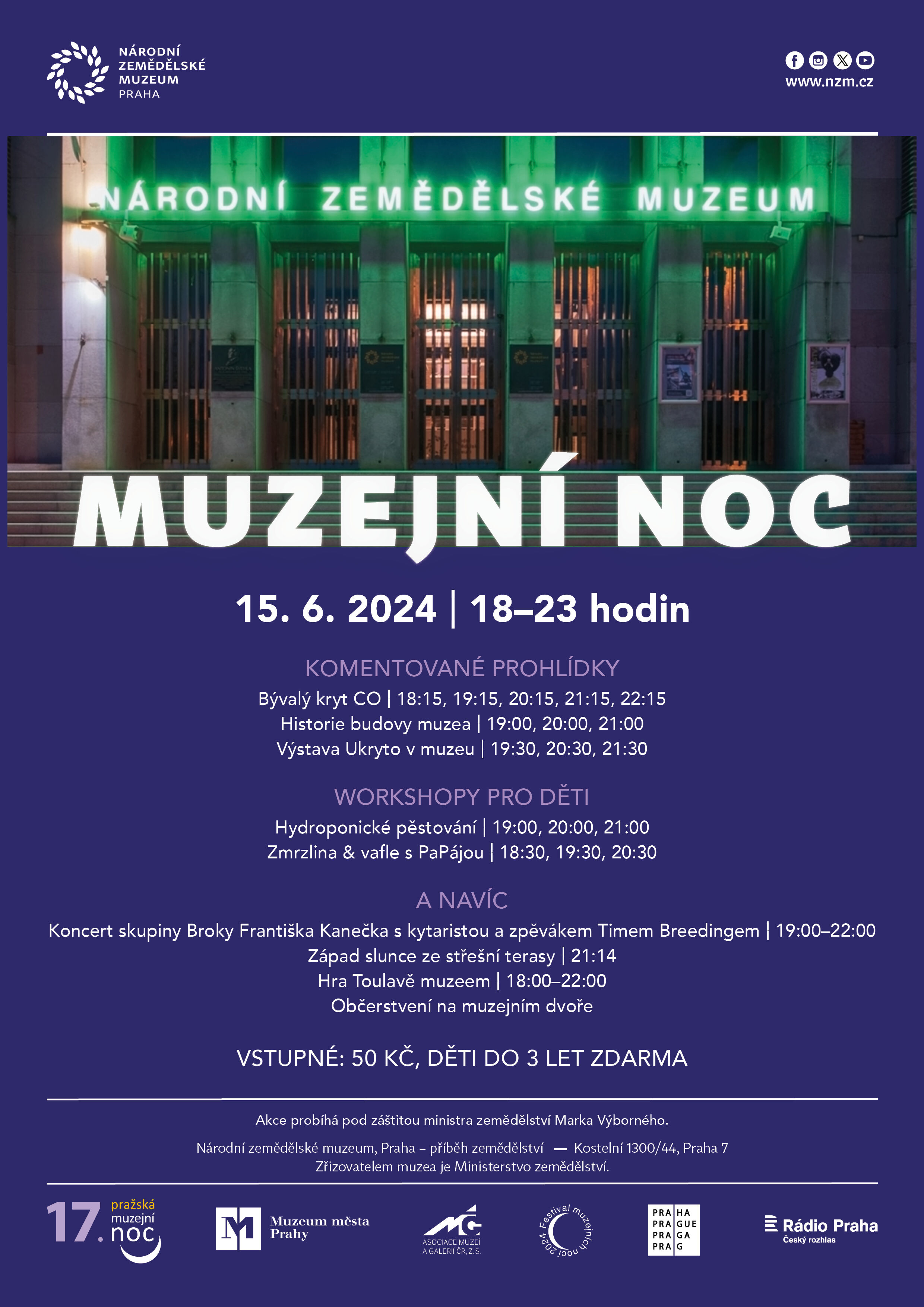 Nahlédněte do útrob muzea i po setmění! Zveme na muzejní noc v Národním zemědělském muzeu