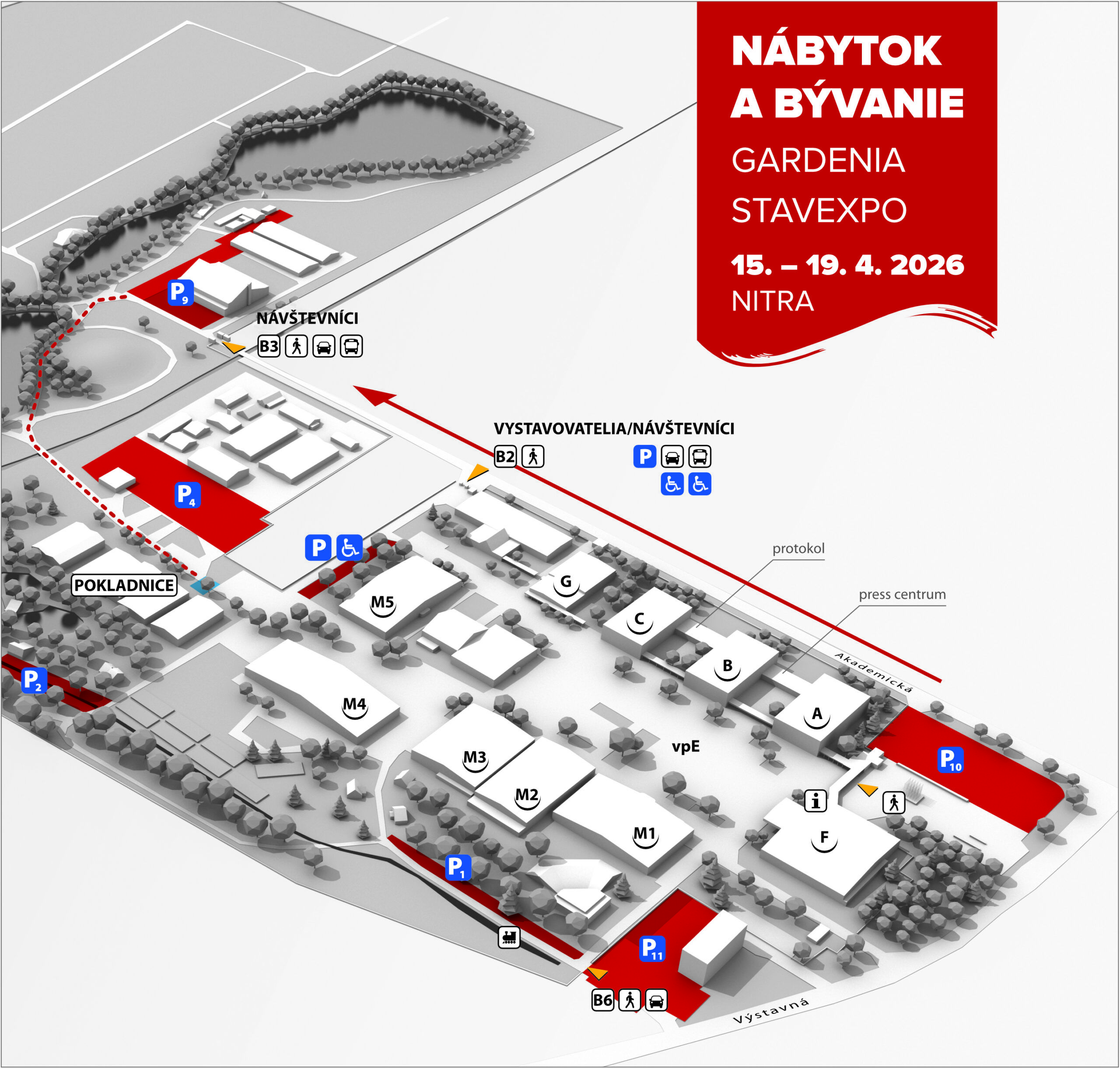 Navigácia a parkovanie počas veľtrhu Nábytok a Bývanie + Gardenia 2026