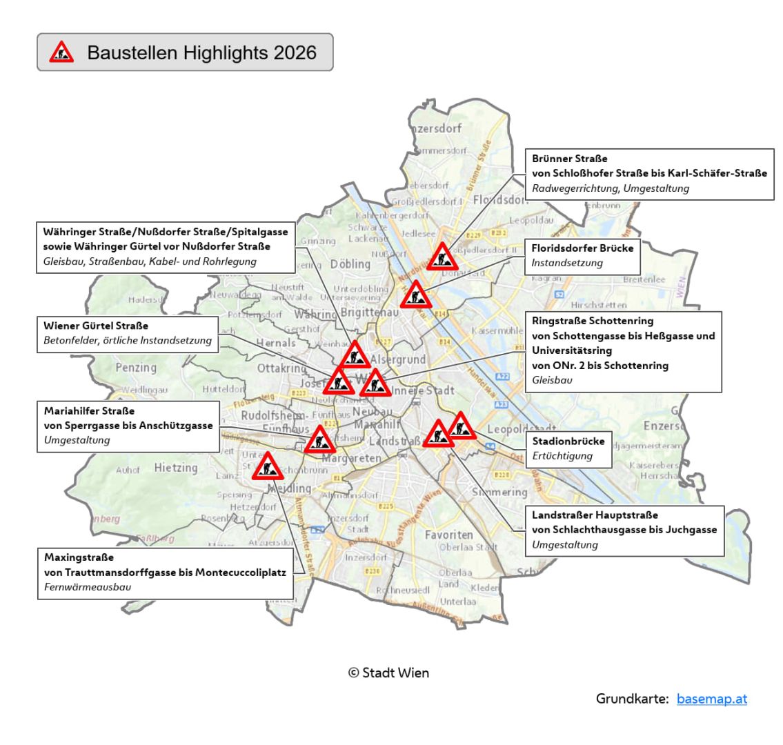 Sommerbaustellen 2026: Infrastruktur-Großvorhaben und notwendige Verkehrsmaßnahmen in der Stadt