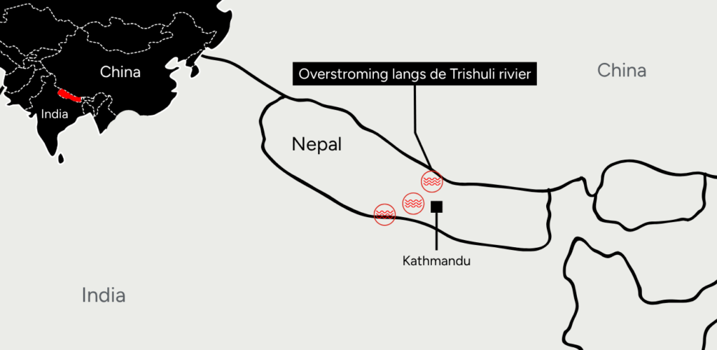 Verwoestende overstroming in Nepal: getroffen gebieden nauwelijks bereikbaar