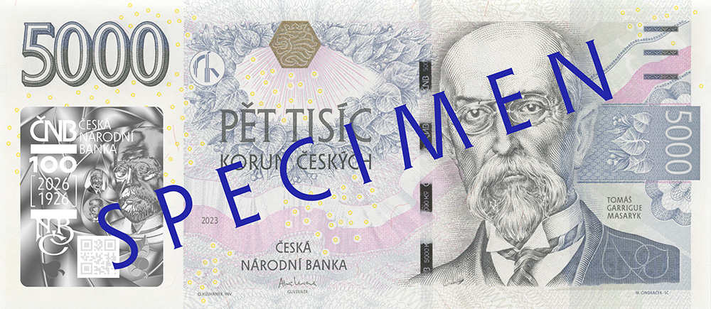 ČNB vydá k 100. výročí založení Národní banky Československé oběžnou bankovku 5 000 Kč s unikátním holografickým přítiskem