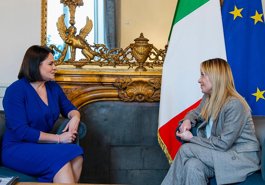 Incontro del Presidente Meloni con Sviatlana Tsikhanouskaya