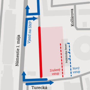 Zmena organizácie dopravy okolo polikliniky a avízo nových vstupov do ambulancií