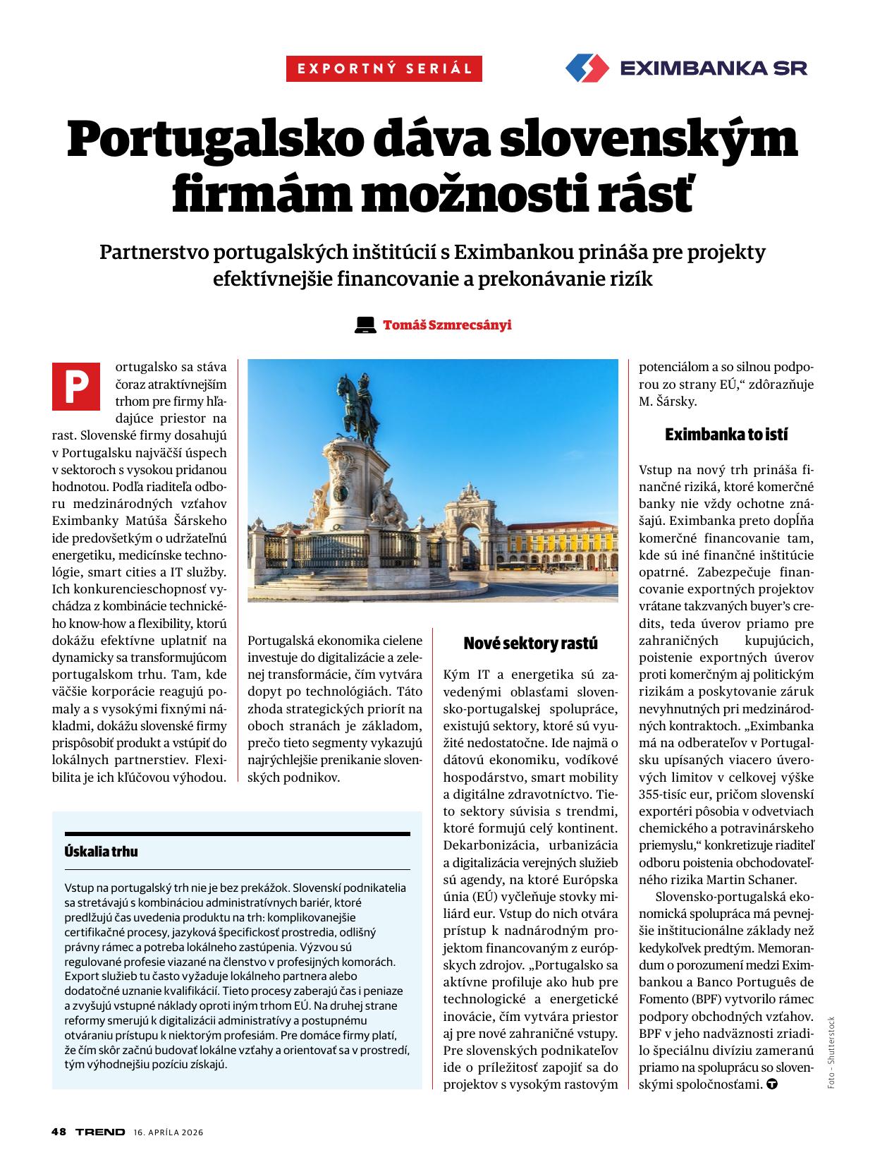 Portugalsko dáva slovenským firmám možnosti rásť