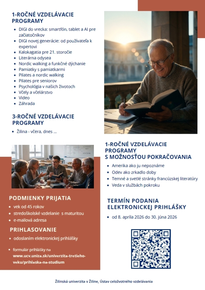 Prihláste sa a objavujte spolu s nami, odkazujú študenti a študentky Univerzity tretieho veku UNIZA