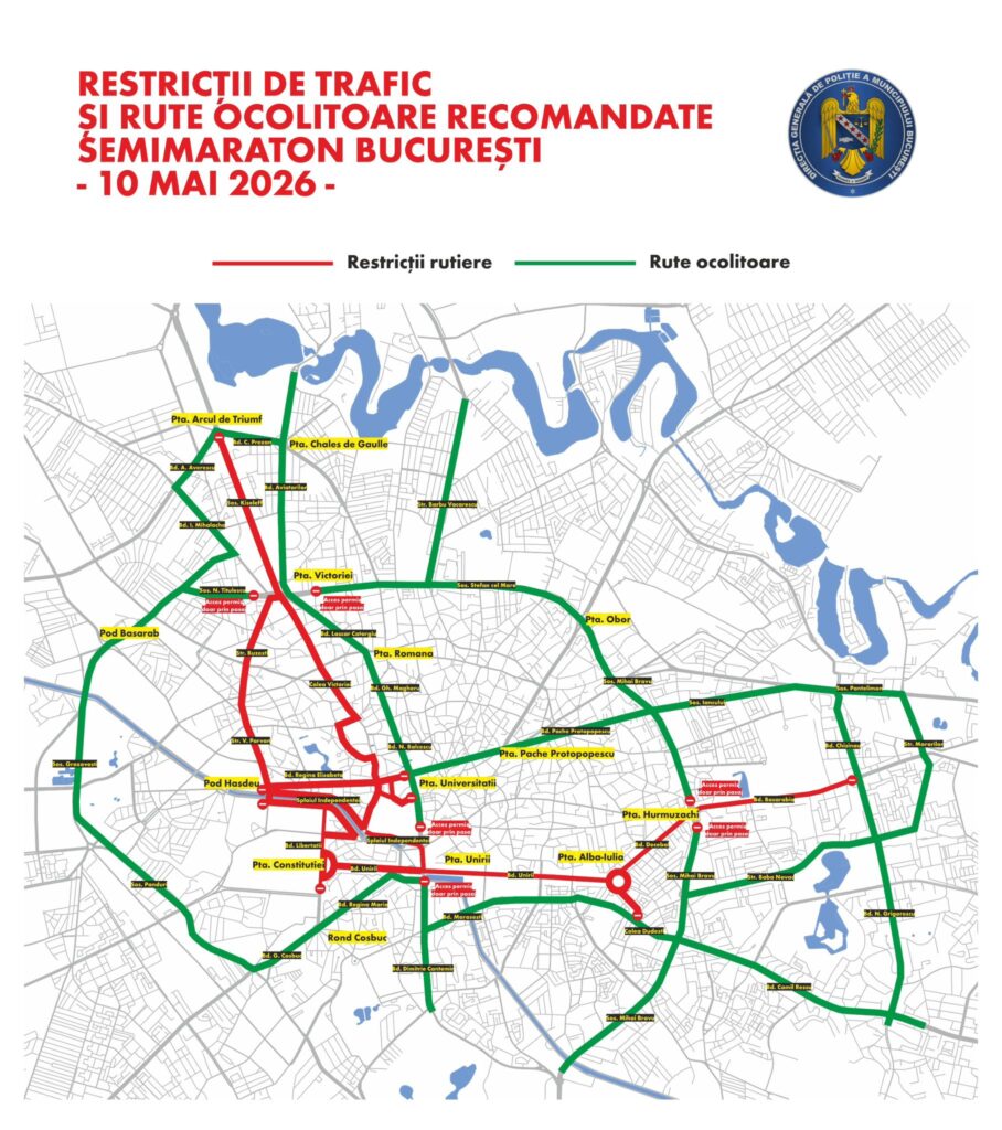 Restricții temporare de trafic – „Semimaratonul Internațional București 2026”