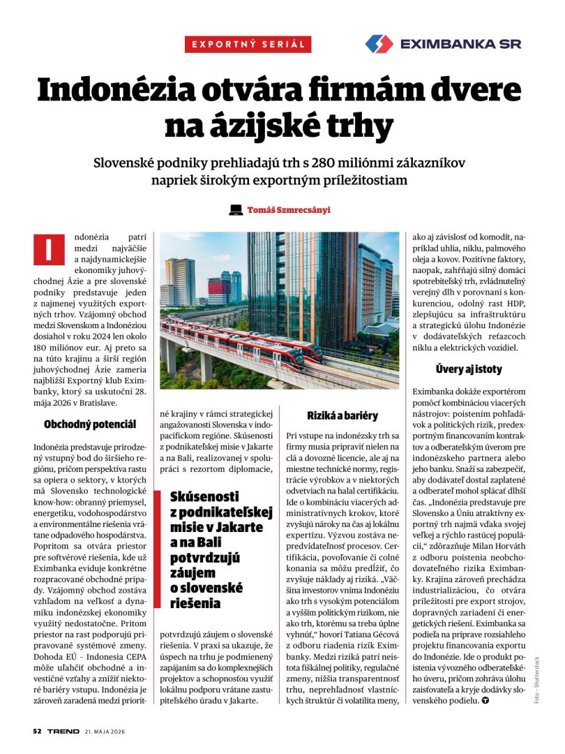 Indonézia otvára firmám dvere na ázijské trhy