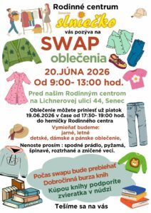 Swap oblečenia v Rodinnom centre Senecké slniečko