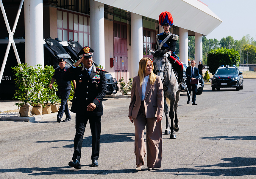 Il Presidente Meloni visita la caserma dei Carabinieri "Salvo D'Acquisto"