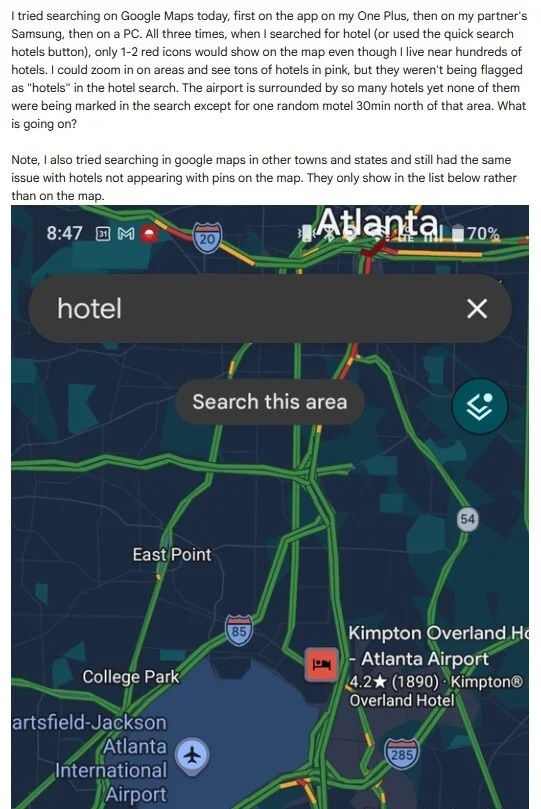 Google Mapy majú nepríjemnú chybu. Hotely po vyhľadaní miznú z mapy
