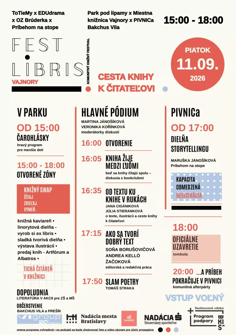 FEST LIBRIS VAJNORY – knižný komunitný festival