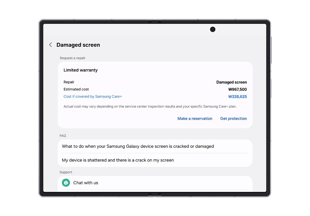 Le menu « Garantie et Care » de Samsung permet de mieux pour prendre soin de ses appareils Galaxy