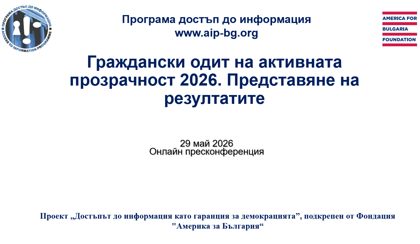 Пресконференция за представяне на резултатите от Гражданския одит на активната прозрачност 2026