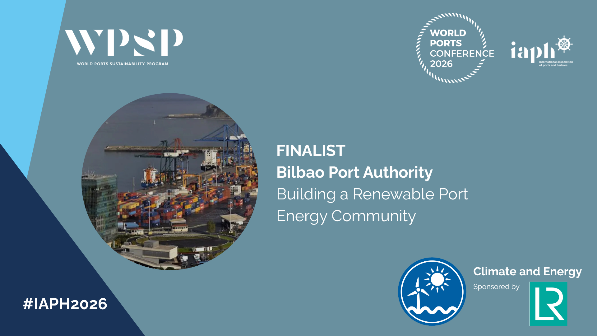 La apuesta del Puerto de Bilbao por un nuevo modelo energético portuario, finalista en los IAPH Sustainability Awards 2026