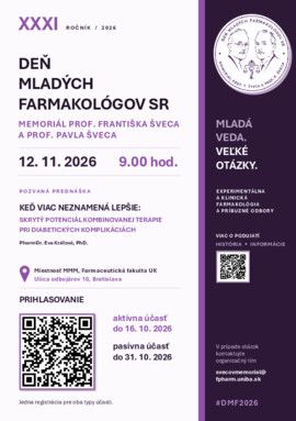 Pozývame Vás na XXXI. ročník Dňa mladých farmakológov