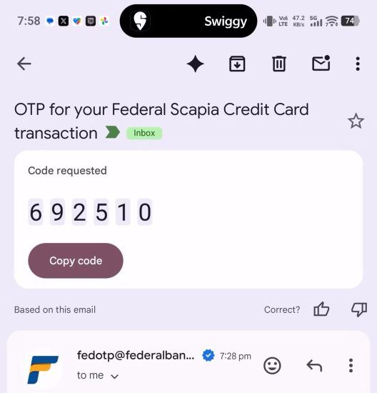 Gmail prináša užitočnú novinku. Overovacie kódy skopírujete jediným ťuknutím