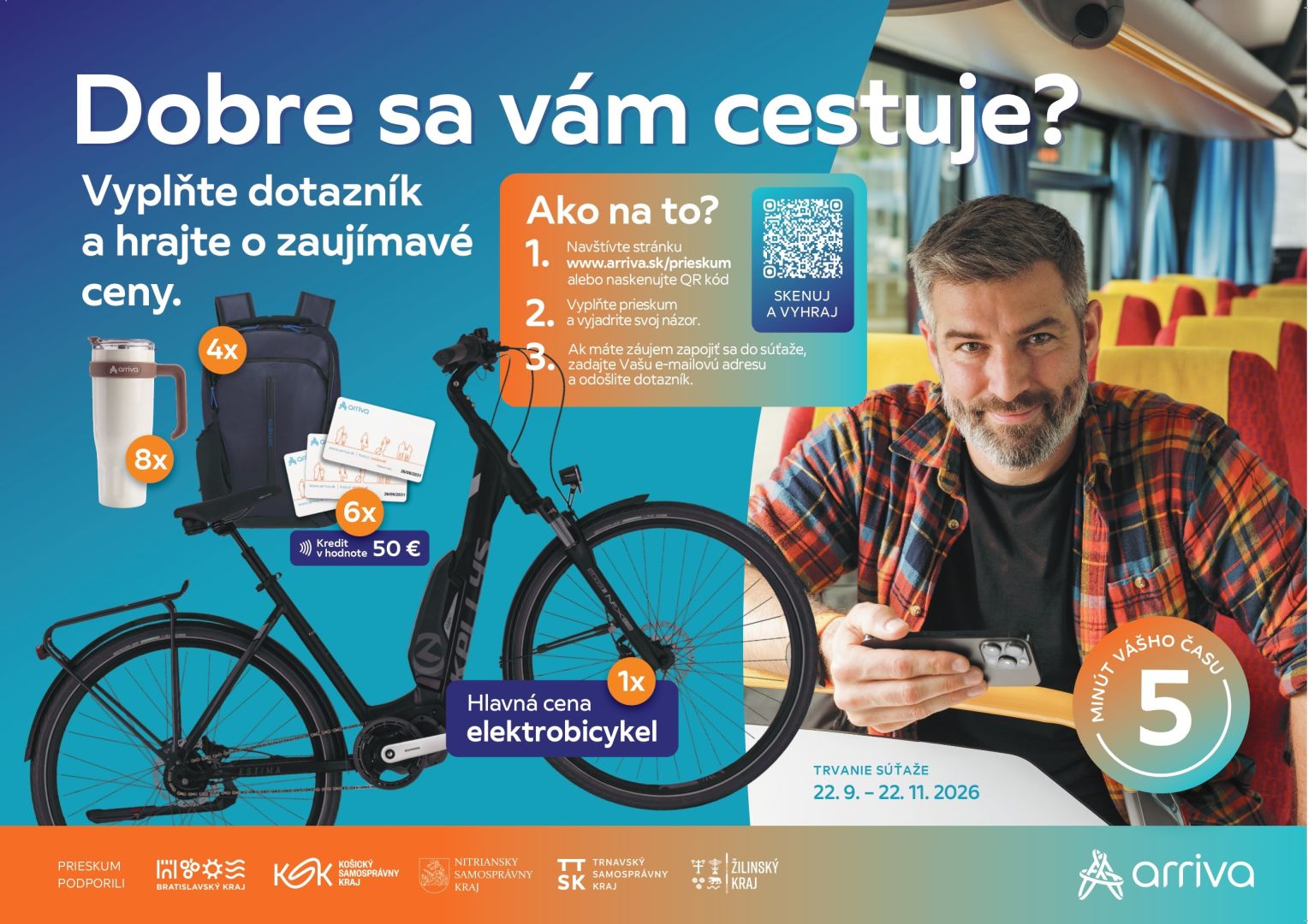 Spokojnosť cestujúcich spoločnosti ARRIVA bola vlani najvyššia za posledné štyri roky. Na Deň bez áut štartuje nový prieskum.