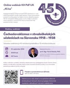 Online webinár KH PDF UK „45-ka“ VII.: Čechoslovakizmus v stredoškolských učebniciach na Slovensku 1918 – 1938