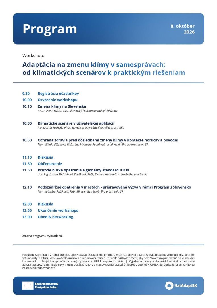 Samosprávy sa budú venovať adaptácii na zmenu klímy