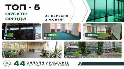 ТОП-5 аукціонів оренди держмайна наступного тижня