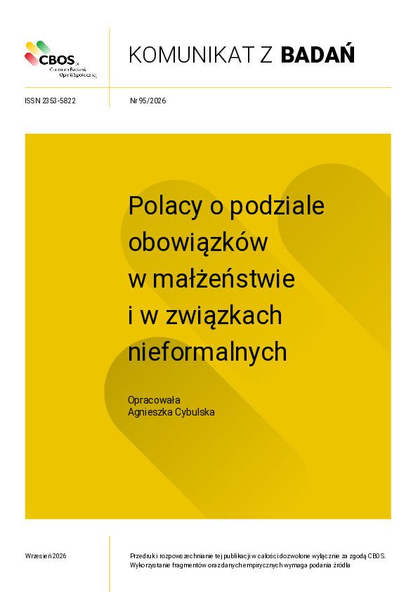 Polacy o podziale obowiązków w małżeństwie i w związkach nieformalnych