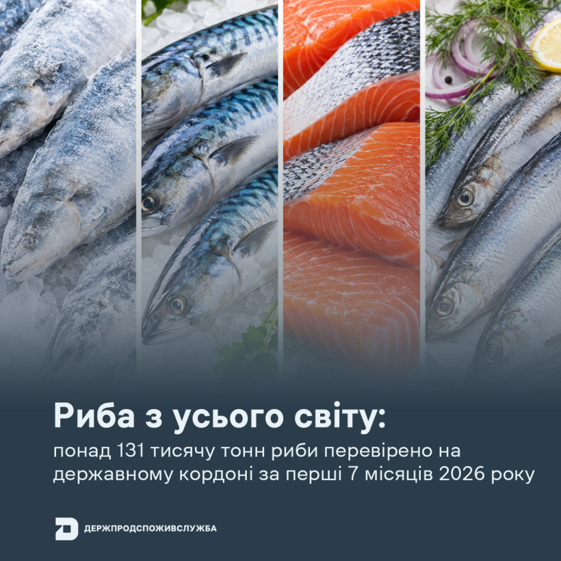 Риба з усього світу: понад 131 тисячу тонн риби перевірено на державному кордоні за перші 7 місяців 2026 року