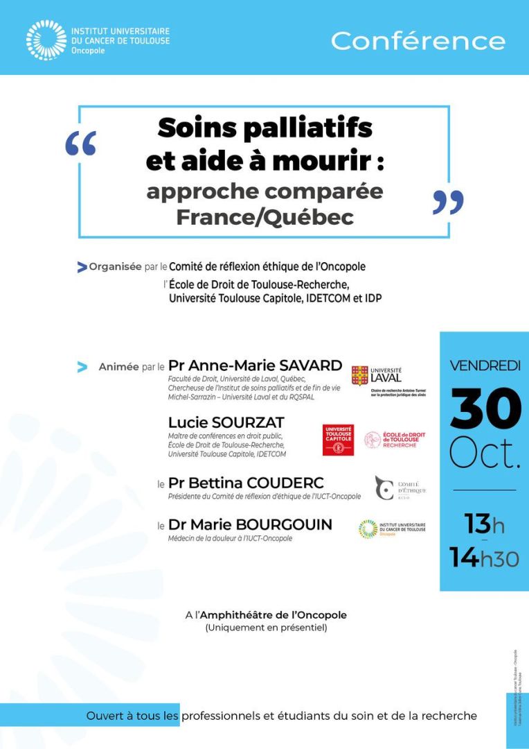 Conférence "Soins paliatifs et aide à mourir : approche comparée France/Québec"