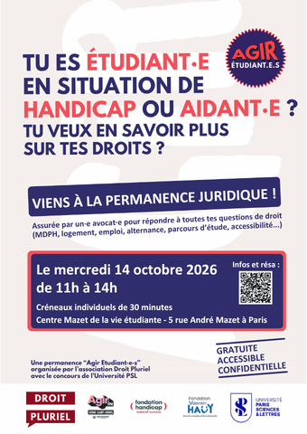 Agir Etudiant.e - Permanence juridique pour les étudiantes et étudiants en situation de handicap