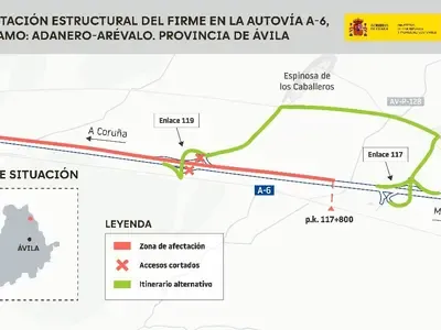 Transportes avanza con la rehabilitación del firme y del puente sobre el río Adaja en la A-6, entre Orbita y Arévalo, con una inversión de 13 millones de euros