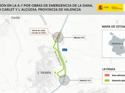 Trasportes avanza en la reposición del firme de la A-7 en Carlet y l´Alcúdia