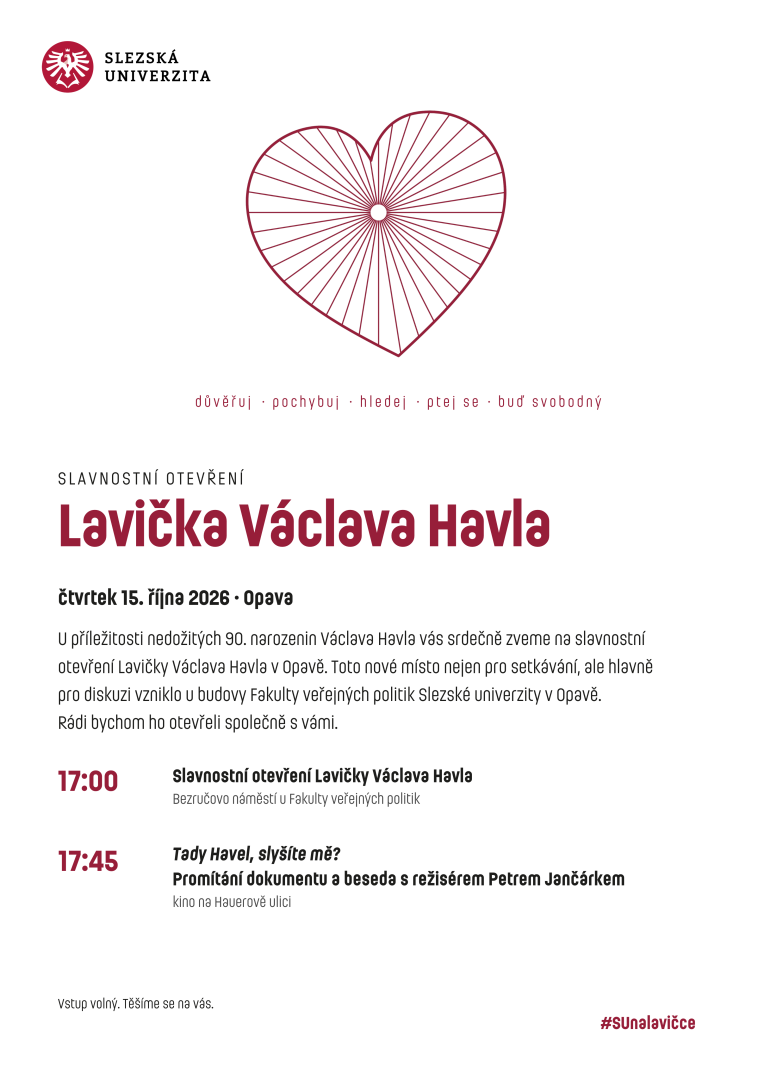 První Lavička Václava Havla v Opavě