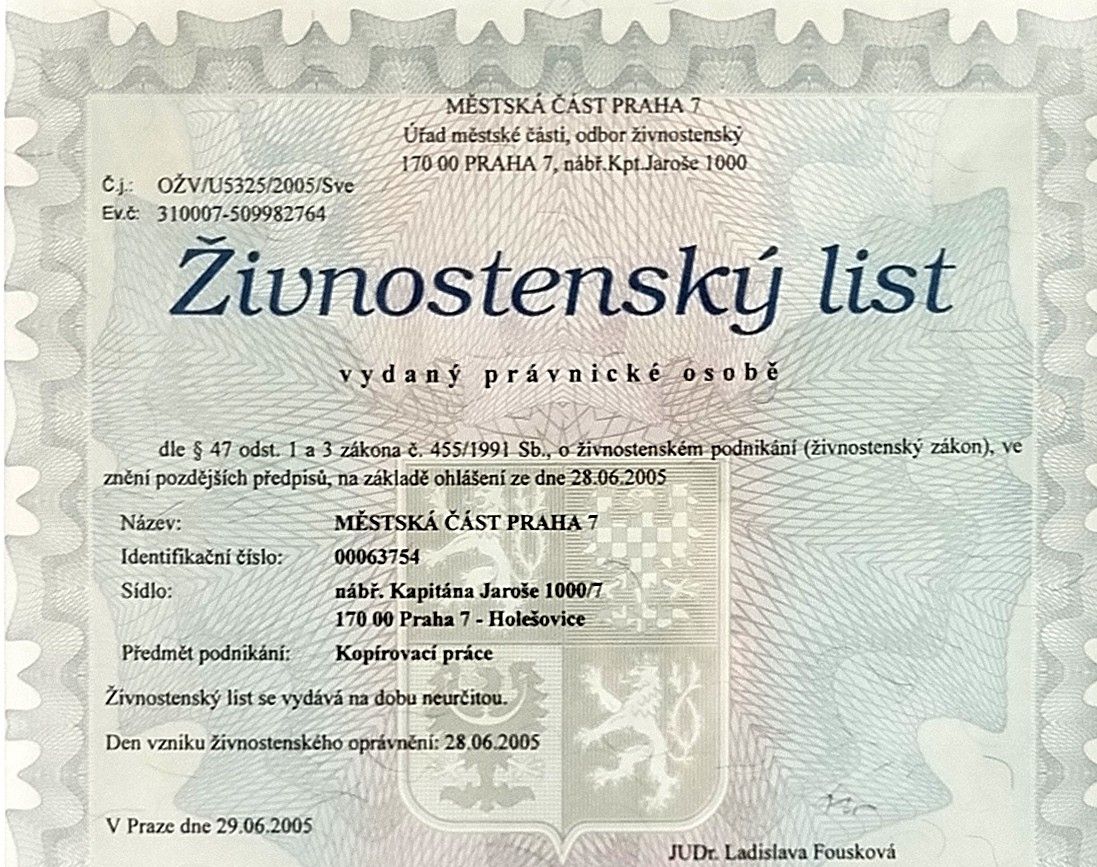 Pozor na staré živnostenské listy