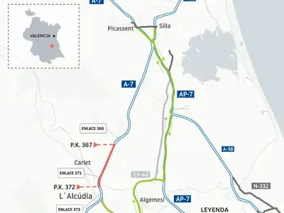 Transportes progresa con la reposición del firme de la A-7 a su paso por L’Alcúdia