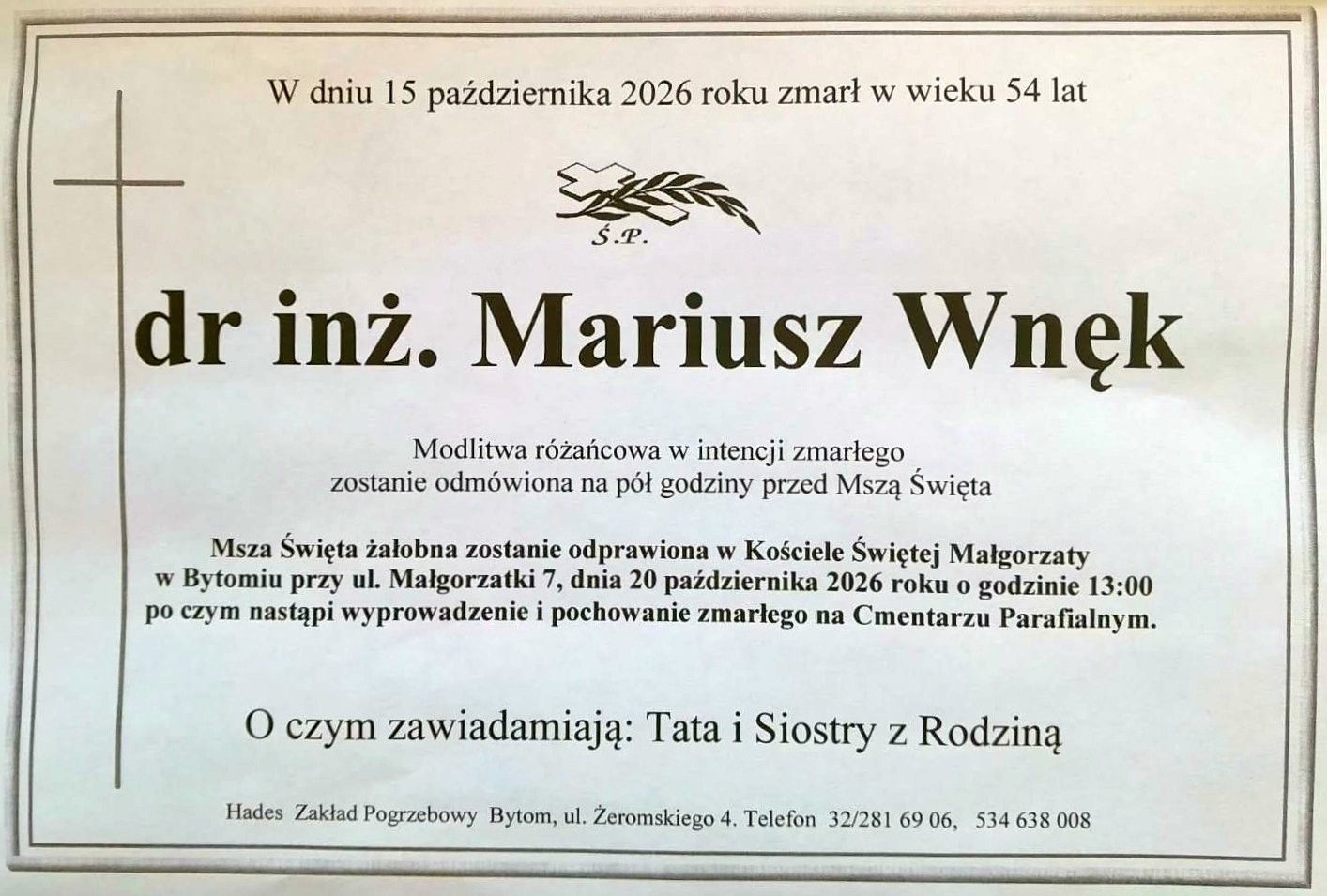 Zmarł dr inż. Mariusz Wnęk