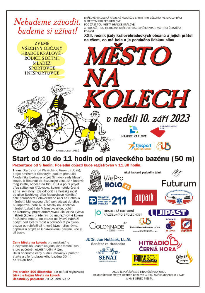 XXII. ročník Města na kolech v Hradec Králové již v neděli 10. září