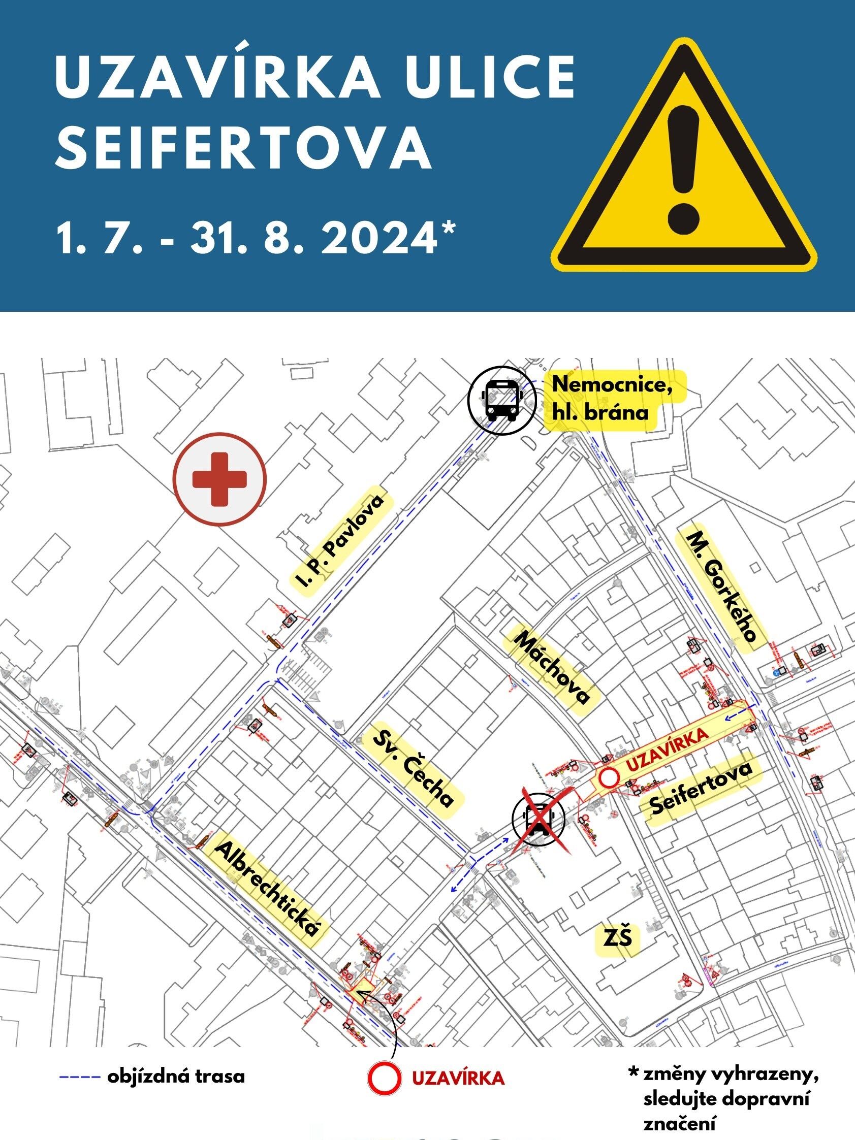 Práce znemožní průjezd Seifertovou ulicí